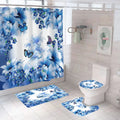 Blue Butterfly Shower Curtain Set 3D Digital Printing Polyester Shower Curtain