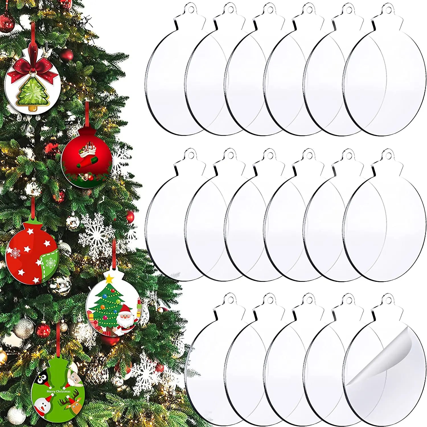 Acrylic Christmas Ornament Blank Transparent Acrylic Disc Snowflake DIY Blank Clear Christmas Acrylic Decoration