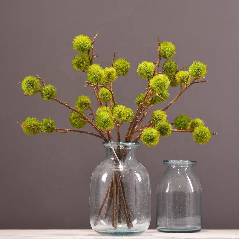 M319 Rustic Floral Green Home Kitchen Decor Artificial Flower Chestnut Silk Artificial Dandelion Bloom Stem Flower Arrangement