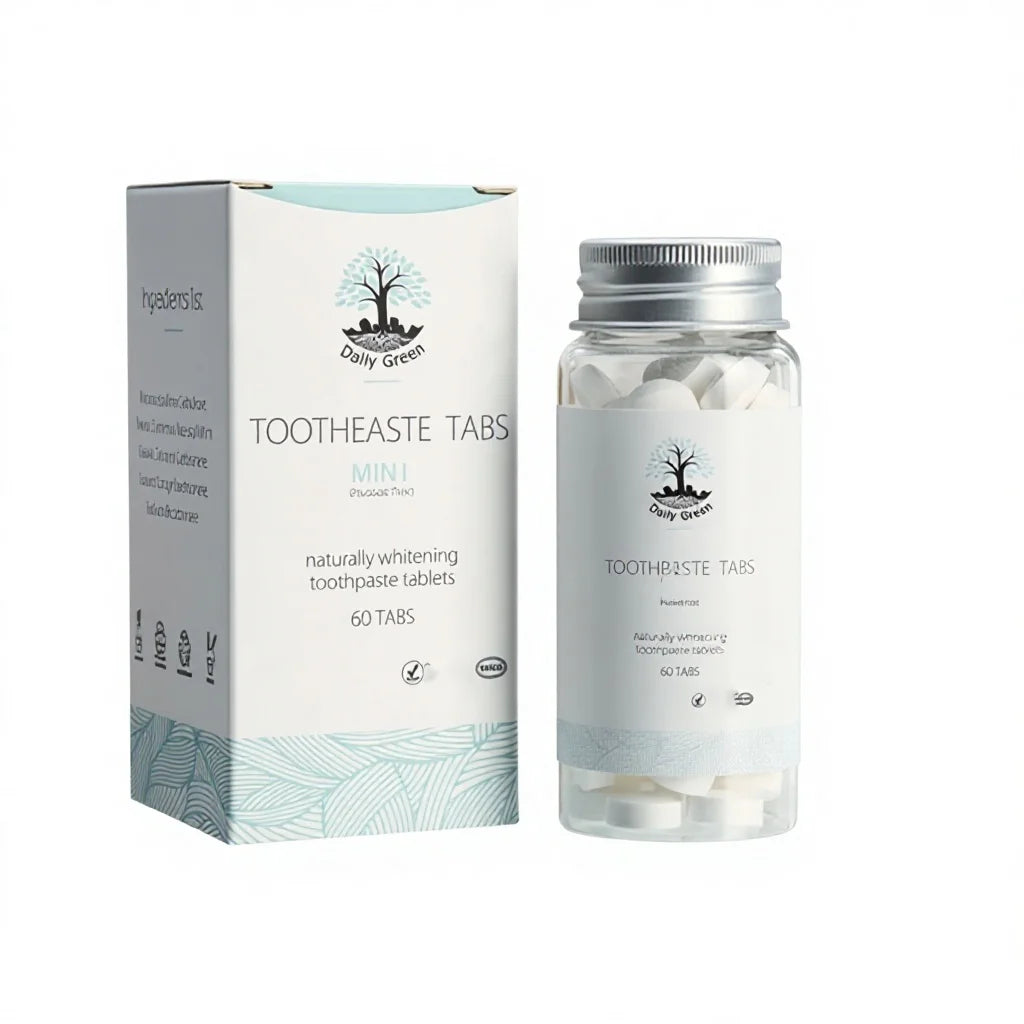 Natural Whitening Toothpaste Tablets Nano Hydroxyapatite Vegan Cruelty-Free Plastic-Free Private Label 60 Tabs for Month Supply