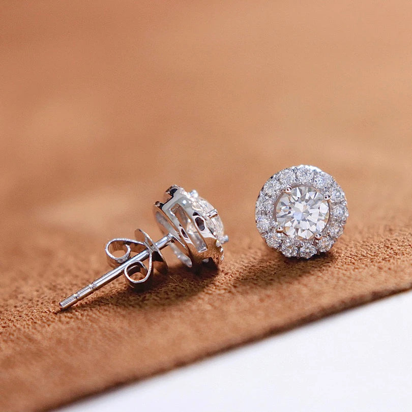 Wholesale 9K Solid Real Gold Custom Luxury Fine Moissanite Trendy Dainty Hoop Earrings Studs for Women