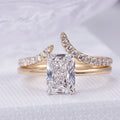 Custom Jewelry MSR-886 18K Gold 2ct Radiant Cut Diamond Wedding Ring Set Stackable Lab Grown Diamond Rings