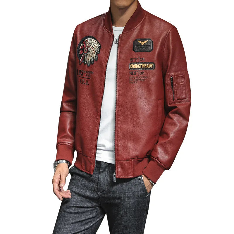 LAYENNE PU OEM Plus Size PU Leather Jacket Male Faux Leather Jacket Men's Jackets