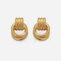 2024 Dazan New Winter Hot 18k Gold Plated Hypoallergenic Stainless Steel French Circle Thread Earrings Office Dainty Jewelry