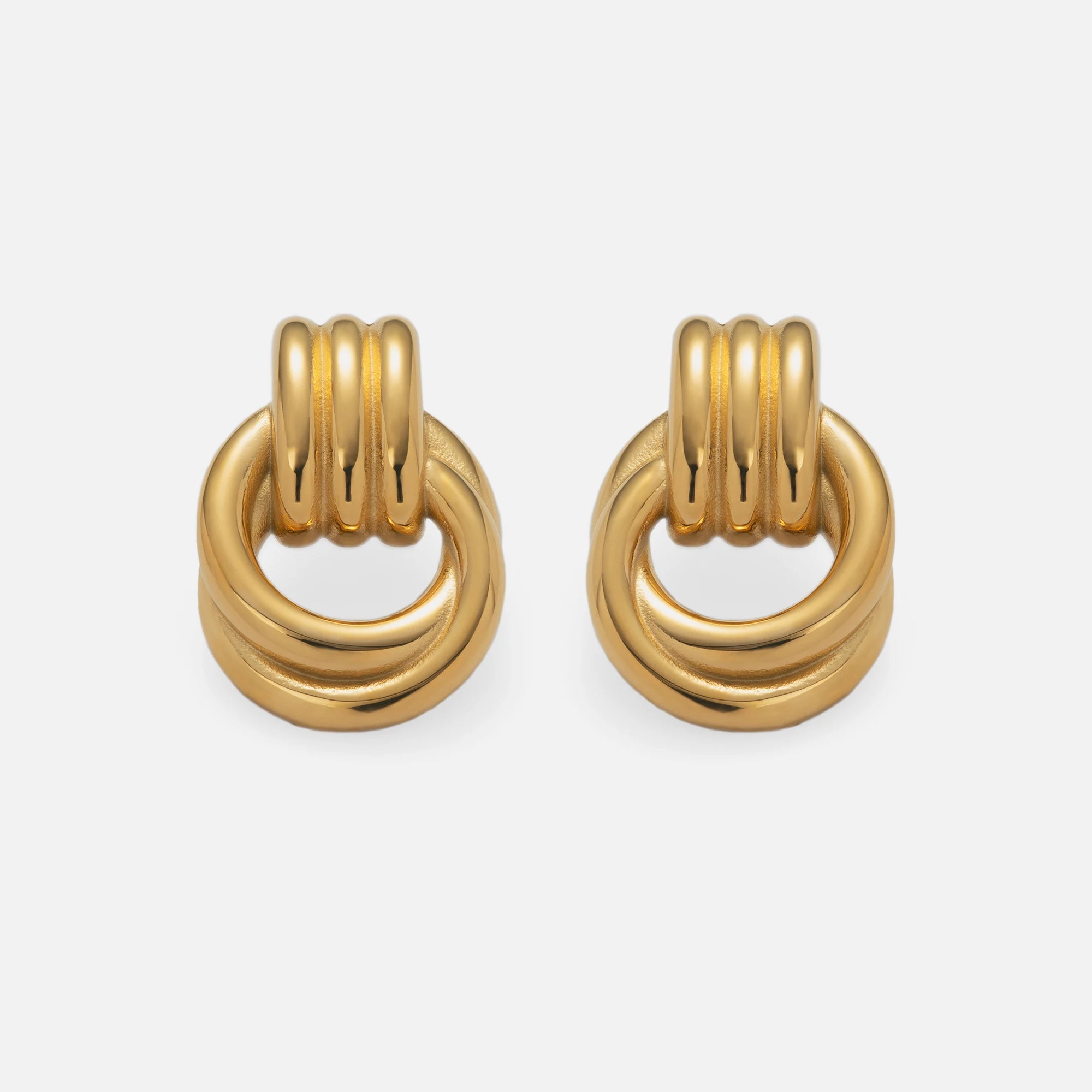 2024 Dazan New Winter Hot 18k Gold Plated Hypoallergenic Stainless Steel French Circle Thread Earrings Office Dainty Jewelry