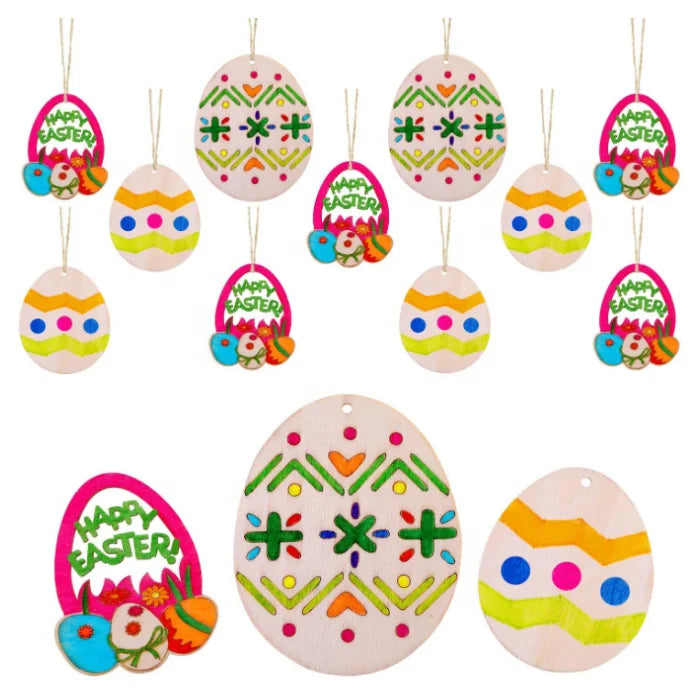 Easter Festivity DIY Handmade Creative North American Wooden Easter Bunny Crafts Unique Home Hanging Decoration