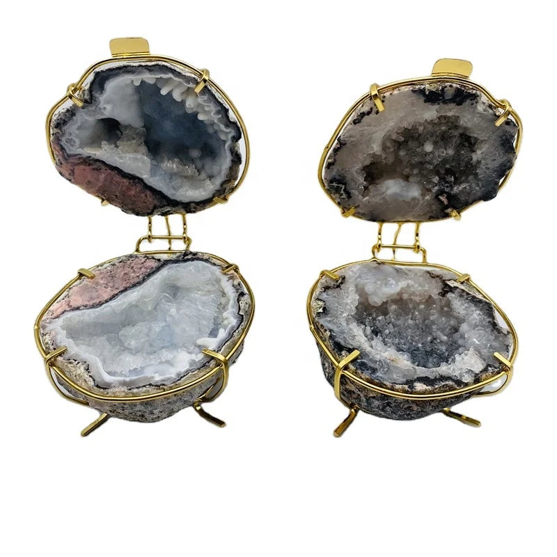 Wholesale Natural Crystal Geode Agate Cornucopia Box for Decoration