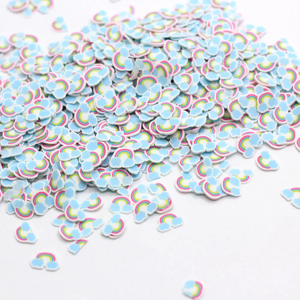 500g/lot Rainbow Cloud Polymer Clay Slices Sprinkles for Crafts Making DIY Slime Filling Accessories Nail Art Decoration 5mm