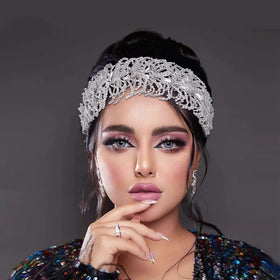 Handmade Diamond Inlaid Wide Brimmed Headband Rhinestone Headdress Crystal Wedding Bride Bridal Headpiece