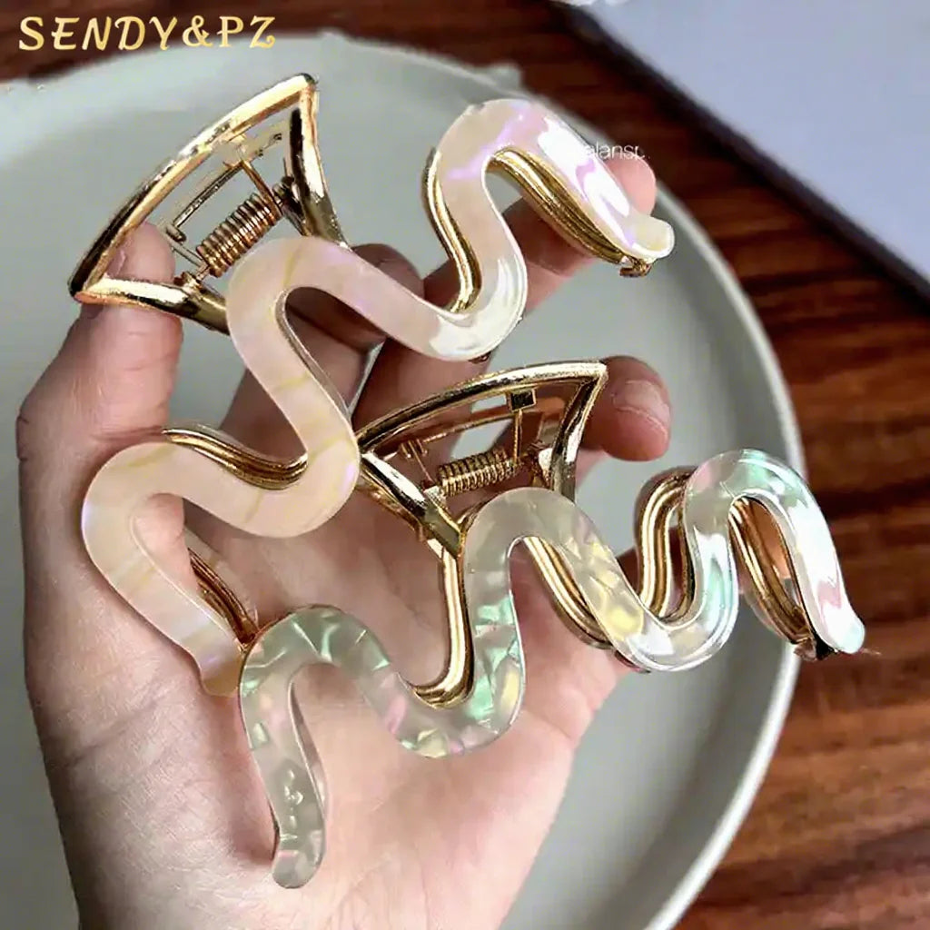 Customized Large Claw Hair Clips for Women Retro Fashion M-Shaped Alloy Shark Clamp Customized Color Size LOGO Acetate Material