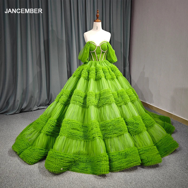 Elegant A-Line Prom Dresses Off the Shoulder Ruffled Evening Dress Saudi Arabia Cocktail Party Ball Gowns Custom Size 5649