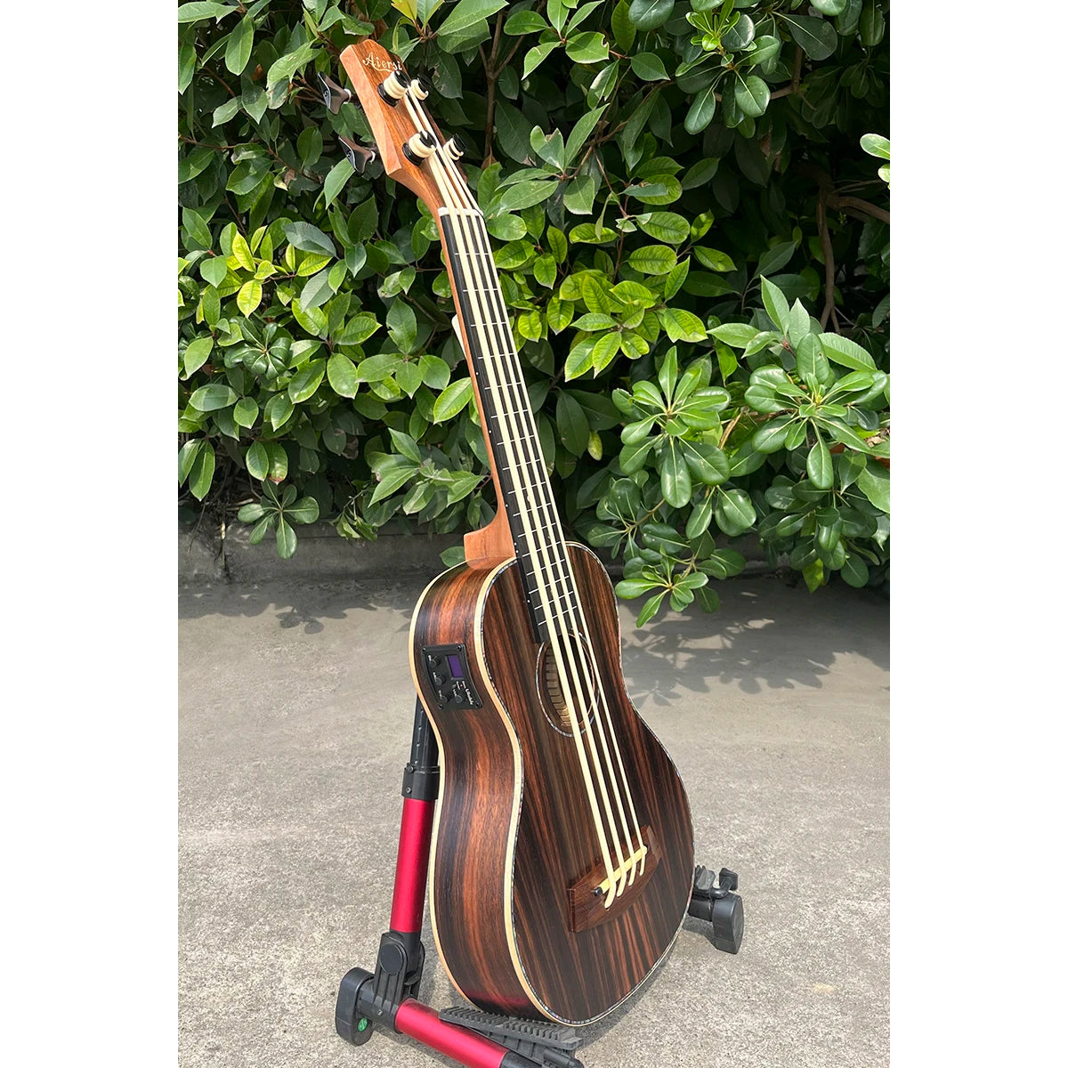 China Aiersi Brand Java Ebony Custom Logo Hot Sale Bass Ukulele 4 String Electric Hawaii Guitar 30 Inch Nice Sound Good Quality
