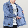 Fall High-End Denim Jacket Men'S Baggy Multi-Pocket Trend Matching Handsome Top Large Size Lapel Casual Jacket