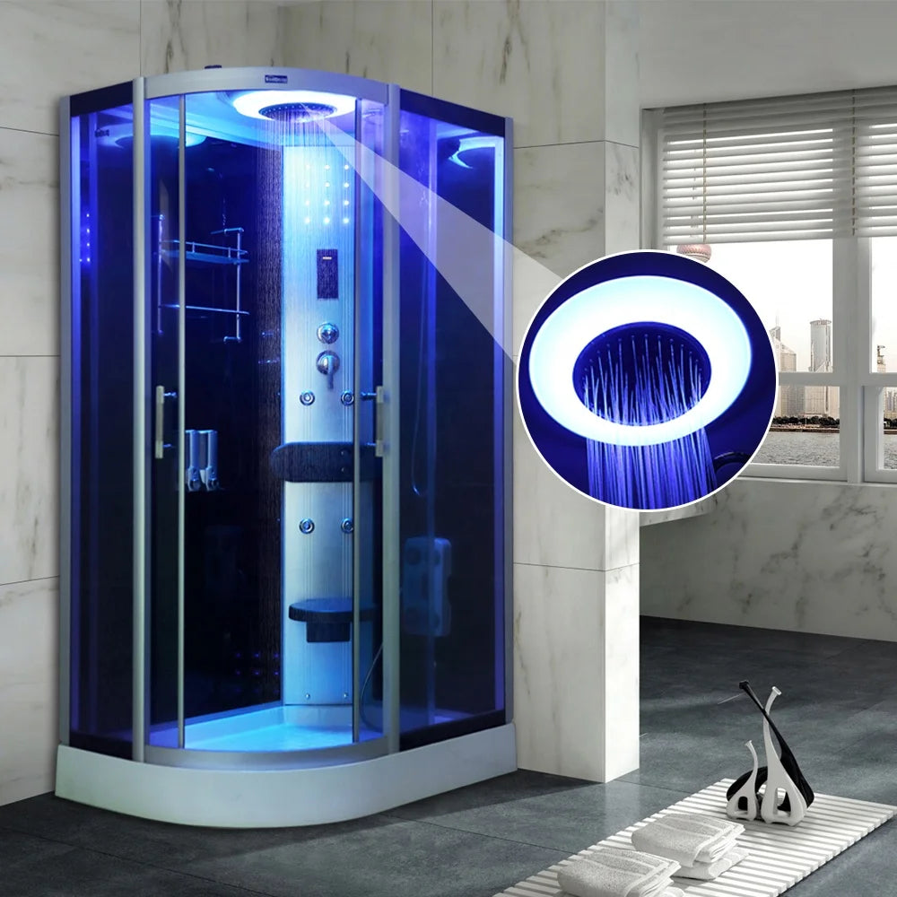 New Style Cost-effective Shower Tray Bathroom With Heating LED Light. Frameless Sliding Bathing Steam and Washing in One