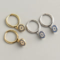 2024 Fashion 925 Sterling Silver Blue Evil Eyes Drop Earrings Gold Plated Diamond Hoop Earrings for Women