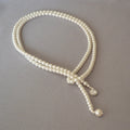 French Pearls Jewelry Zircon Charm Multi-layers Long Pearl Necklace for Women