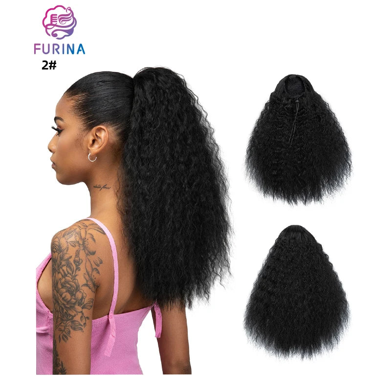 Furina Wholesale Hair Extensions Ponytails Brown Drawstring Synthetic Ponytails for Women