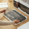 Folding Storage Box Wardrobe Sundries Container Box Transparent Foldable Stackable Storage Cabinet Plastic Bin Storage