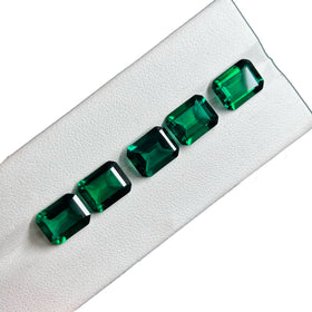 Rectangle Shape Lab Created Zambia Dark Green Emerald Stone