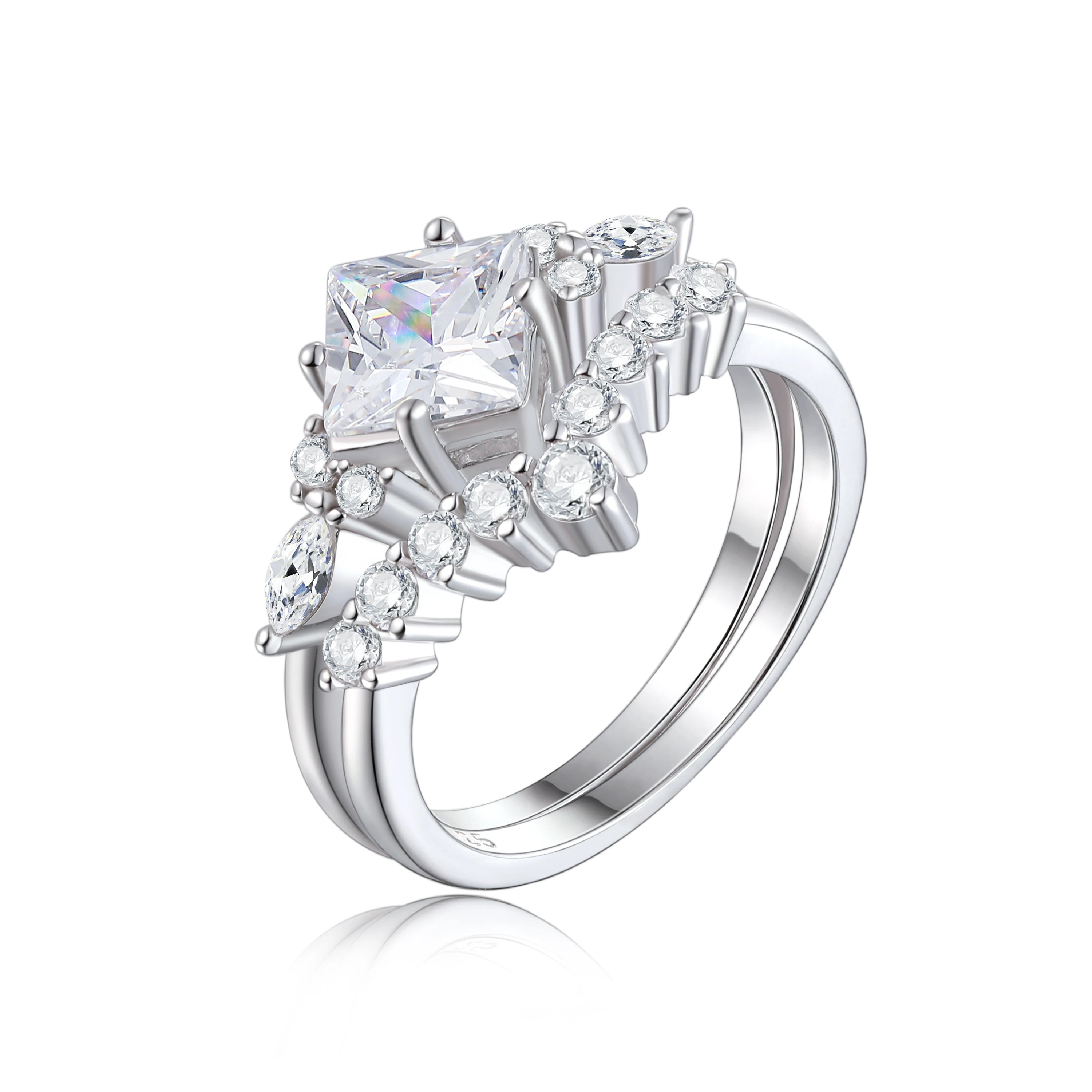 925 Sterling Silver Wedding Rings Sets Couple Promise Silver Engagement Diamond Cz Zircon Rings Jewelry for Women