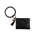 Silicone Bead Keychain Bracelet Tassel Wristlet Ring Circle Bangle with Card Bag Wallet Silicone Key Ring Silicone Key Chain