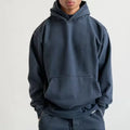 Heavyweight Cotton Sports Hoodies Custom Logo Oversized Cropped Hoodies Blank High Quality No Drawstring Plain Hoodies Mens