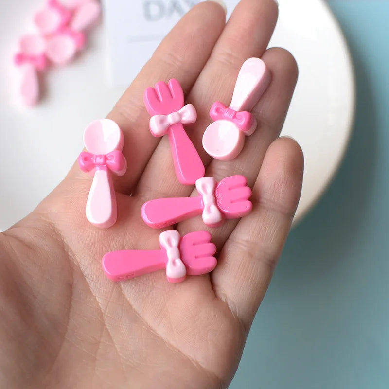 Spoon Fork KT Resin Charms Cartoon Cabochon Flatback Crafts Ornaments Cream Glue Decorations DIY Accessories for Phonecasesshoes