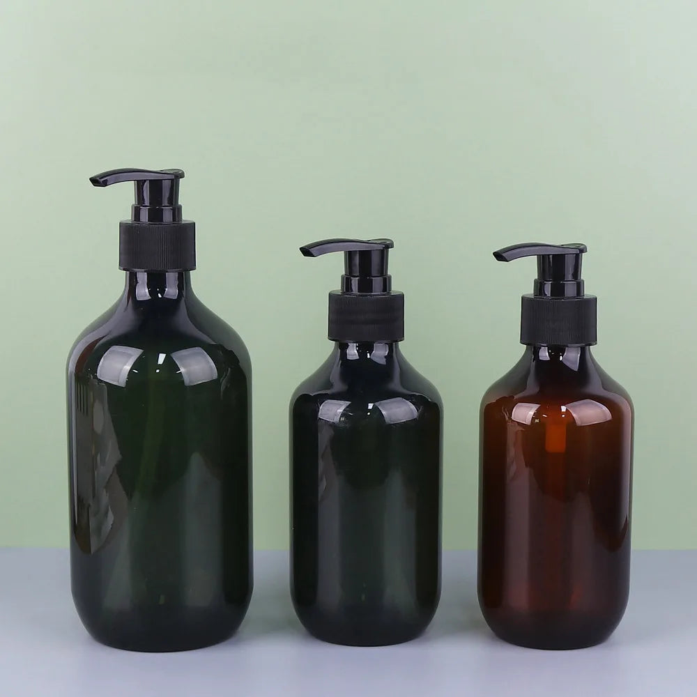 Luxury 500ML Plastic Shower Gel Bottle with Round Pump 800ML PET for Cream Customizable Logo Printing