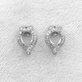 Sterling Silver 5*6/6*7mm Semi Mount Stud Earrings Empty Support Blank Claw Setting S925 Base Without Center Stone for DIY Inlay