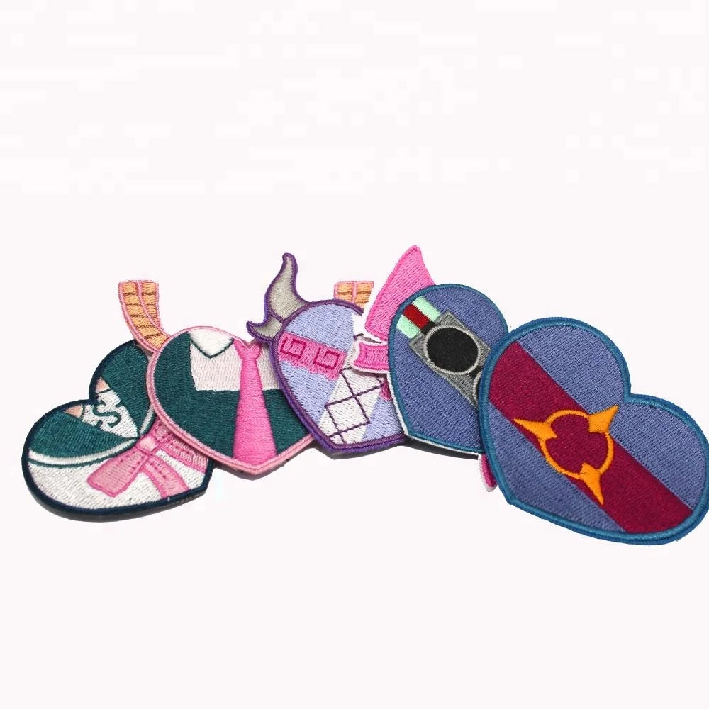 Custom Embroidery Patches Iron on Rubber Lace Heart Shape for Hats