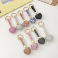 Korean Fashion Colorful Heart Shaped Keyring Rhinestone Crystal Love Heart Charm Car Keychain for Couple