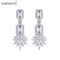 LUOTEEMI Drop Woman Statement Luxury Design Stud Cubic Zirconia Trendy Bridal Geometric Elegant Earring