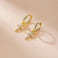 EC1940 Popular Minimalist Mini Chic Dainty 18k Gold Silver Plated Zircon CZ Micro Pave Cross Huggie Hoops Earrings