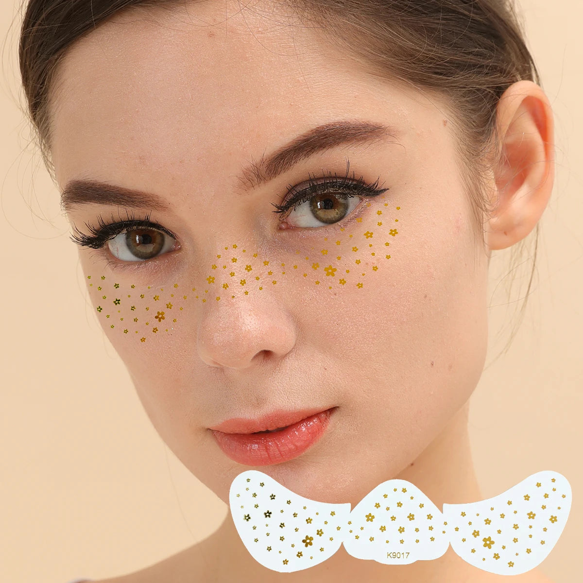 Custom OEM Factory Wholesale Temporary Tattoo Stickers Female Gold Stamping Eye and Face Freckle Body Art Waterproof Supplies