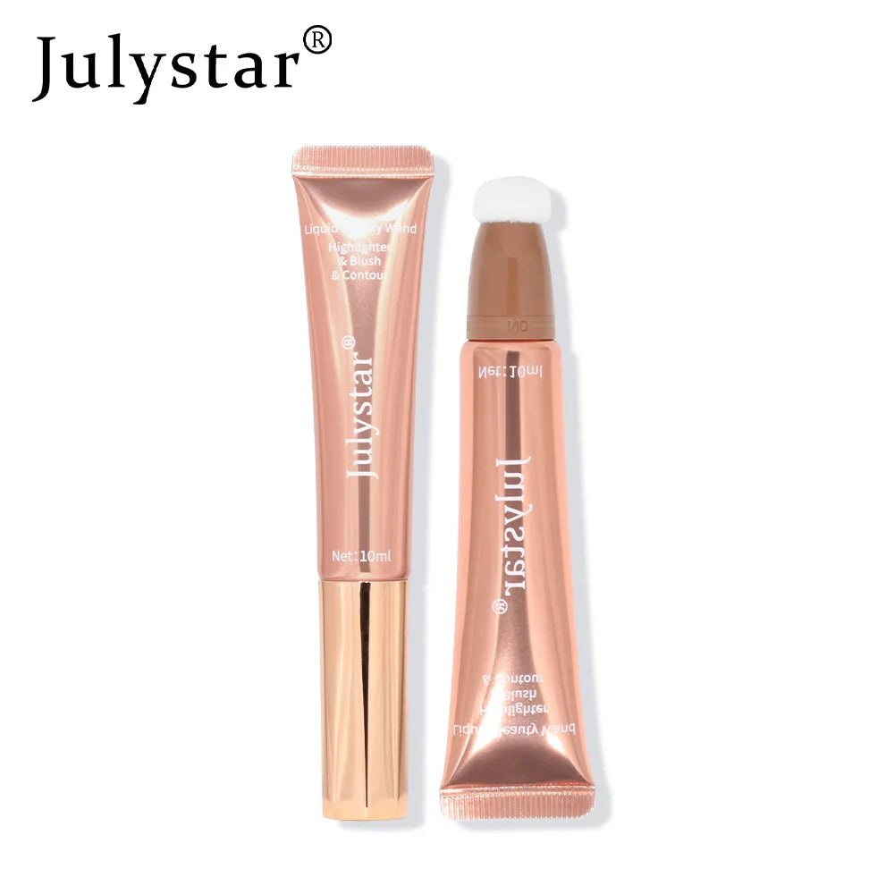 Julystar Blusher Highlighter Contour Makeup Stick Cushion Applicator Cheek Liquid Blush Natural Shimmer Multi-use Face Cosmetic