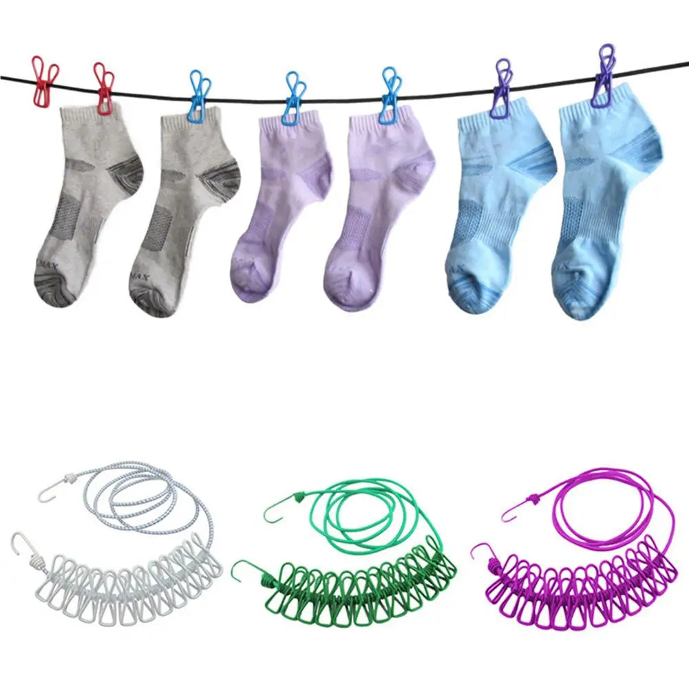 Portable Clothesline Windproof Clothes Rope Drying Rack Cloth Hanging Line Outdoor Camping Traveling Indoor Multifunction Tools