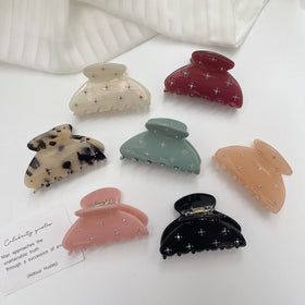 New Fashion Rhinestone Hair Claw Korean Simple Shark Claw Clip Women Vintage Acetate Hair Clip Accessories