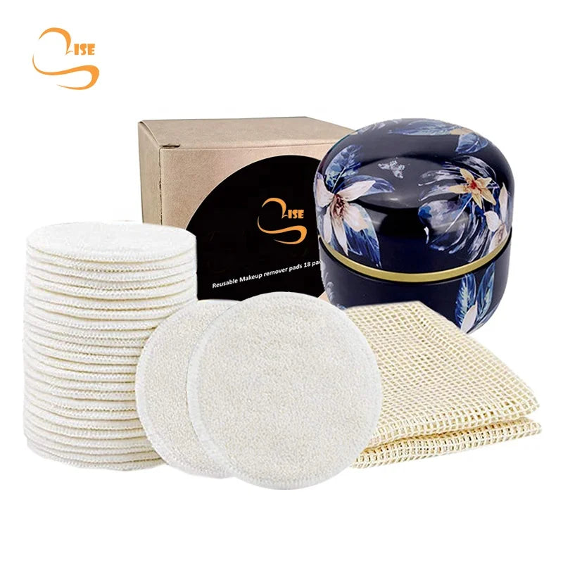 Eco-friendly 3.15" Round Soft Bamboo Terry Face Cleansing Makeup Pads Reusable Environmental Remover Pad