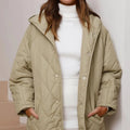 Wholesale 2024 Women's Casual Long-Button Quilted Coats Lightweight Winter Jackets Hood Stand Collar Cotton Filled Woven Method