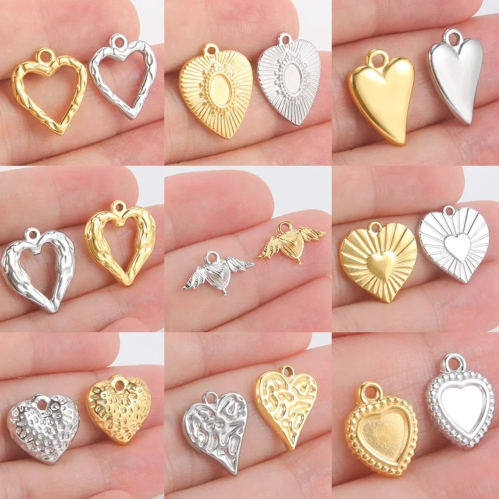 DAIHE Fashion Jewelry Pendants Charms 18k Gold-Plated Stainless Steel DIY Heart Pendant Accessories