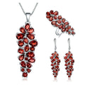 A3163 Abiding Fine Jewelry Wholesale Natural Red Garnet Gemstone Women Necklace Sets Ring Girls Jewelry Set