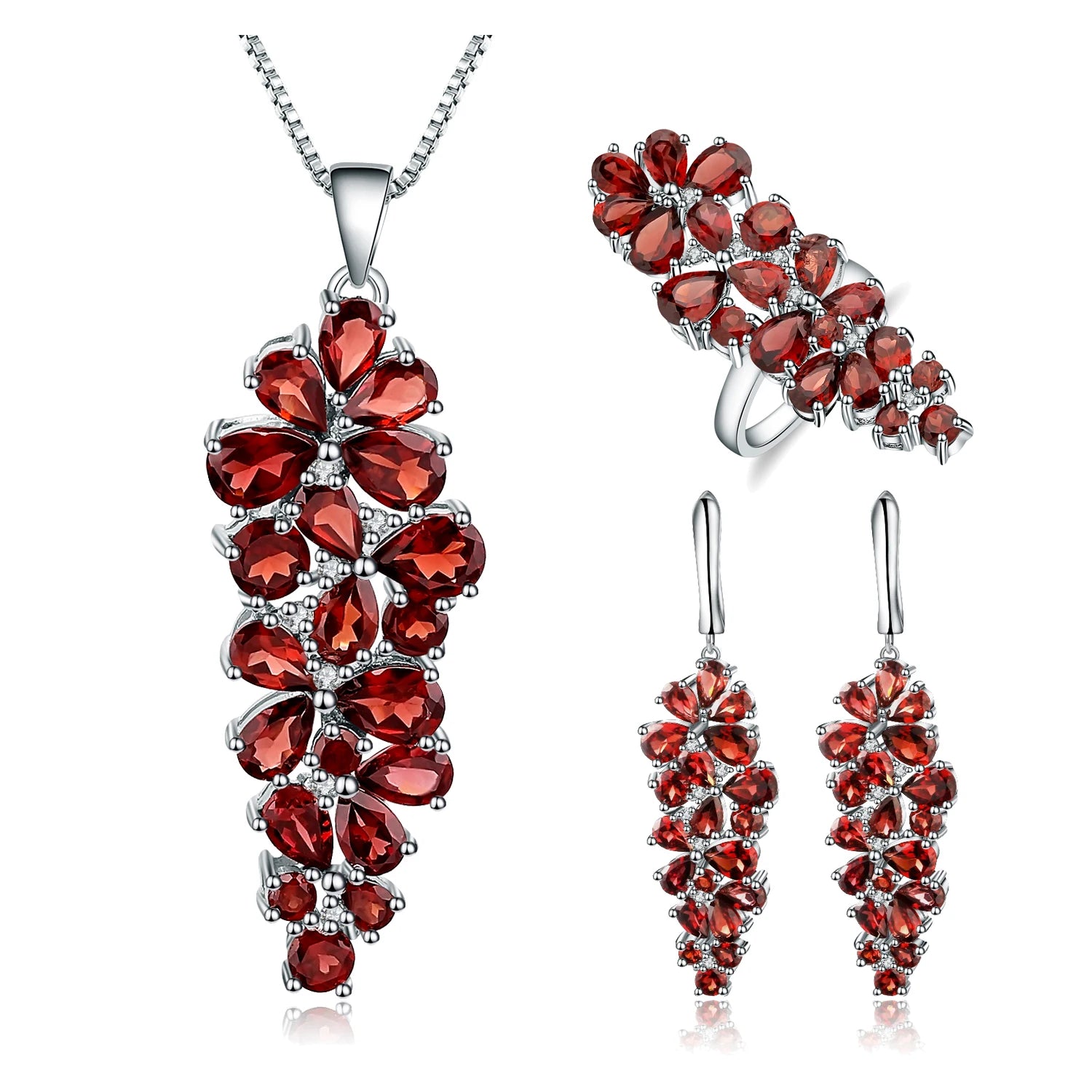 A3163 Abiding Fine Jewelry Wholesale Natural Red Garnet Gemstone Women Necklace Sets Ring Girls Jewelry Set