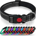 Adjustable 12 Solid Colors Reflective Nylon Dog Collar Breathable Soft Neoprene Padded Safety Locking Buckle Durable Alloy