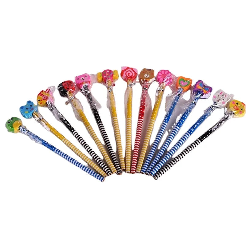 Custom Printed Kawaii MQ Brand Black Lead Wooden Pencil Set Cute Wholesale Pencils for Children's Use for Promotions PVC Bag