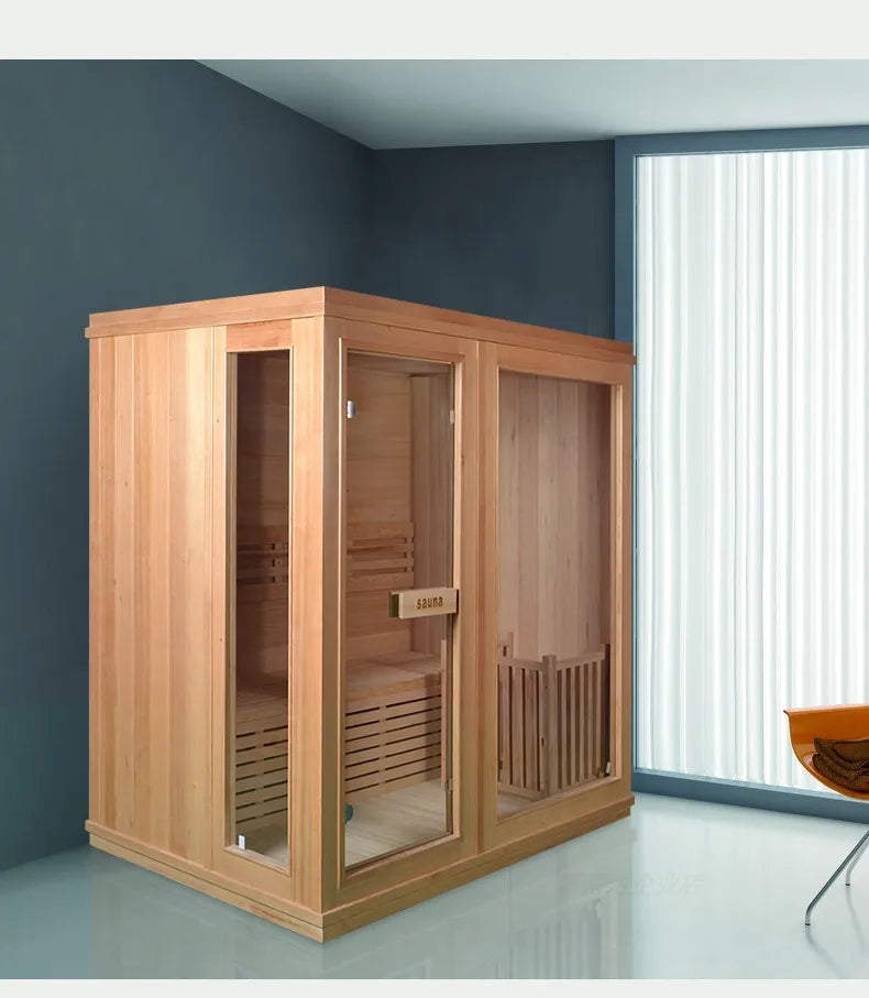 02-11 4 Person Canadian Hemlock & Red Cedar Traditional Sauna Room with 6 KW Stove Computer Control Panel 2-Year Warranty