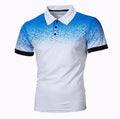 Gradient 3D Printed Polo T-shirt European and American Lapel Collar Slim Fitting Port Casual Polo Shirt