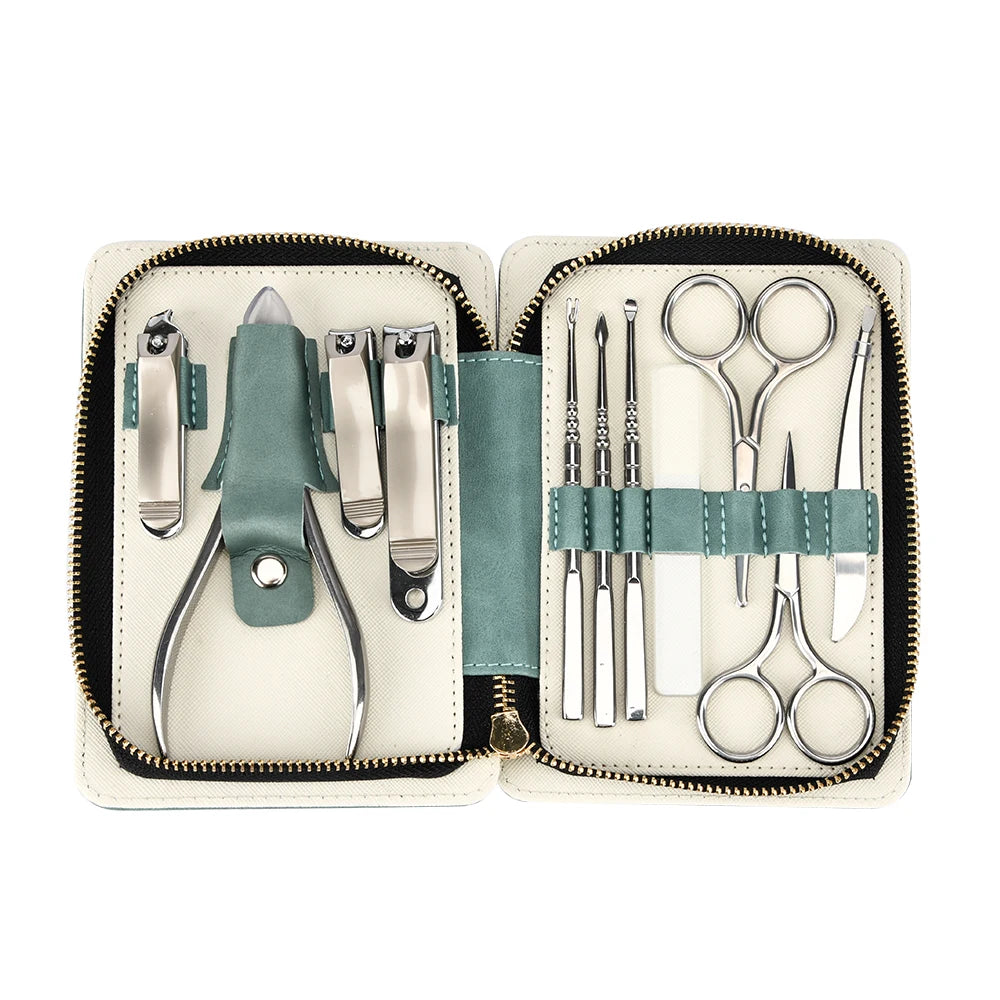 Hot Sale Luxury 9PCS 11PCS Portable Manicure & Pedicure Kit Stainless Steel Grooming Set for Woman Men