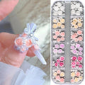 White Pink Rose Colorful Petal Flowers Pearl Plastic Acrylic Resin 3D Nail Art Charms Rhinestone Decorations