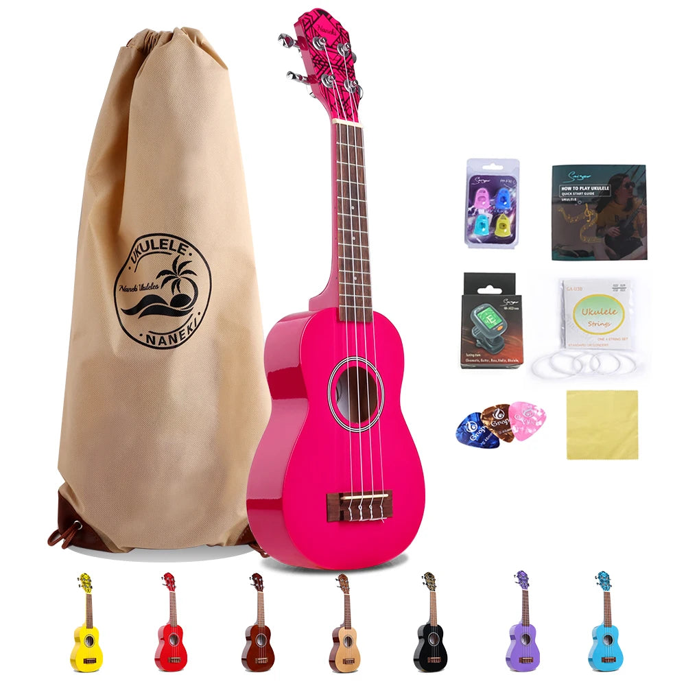 Factory Promotion NANEKI NA-10 21-Inch Soprano Ukulele Kit Kids Basswood Wood String Instrument 4 Aquila Strings Mahogany Cheap