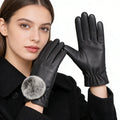 Cheap Fashion Ladies Women Warm Winter PU Leather Driving Gloves